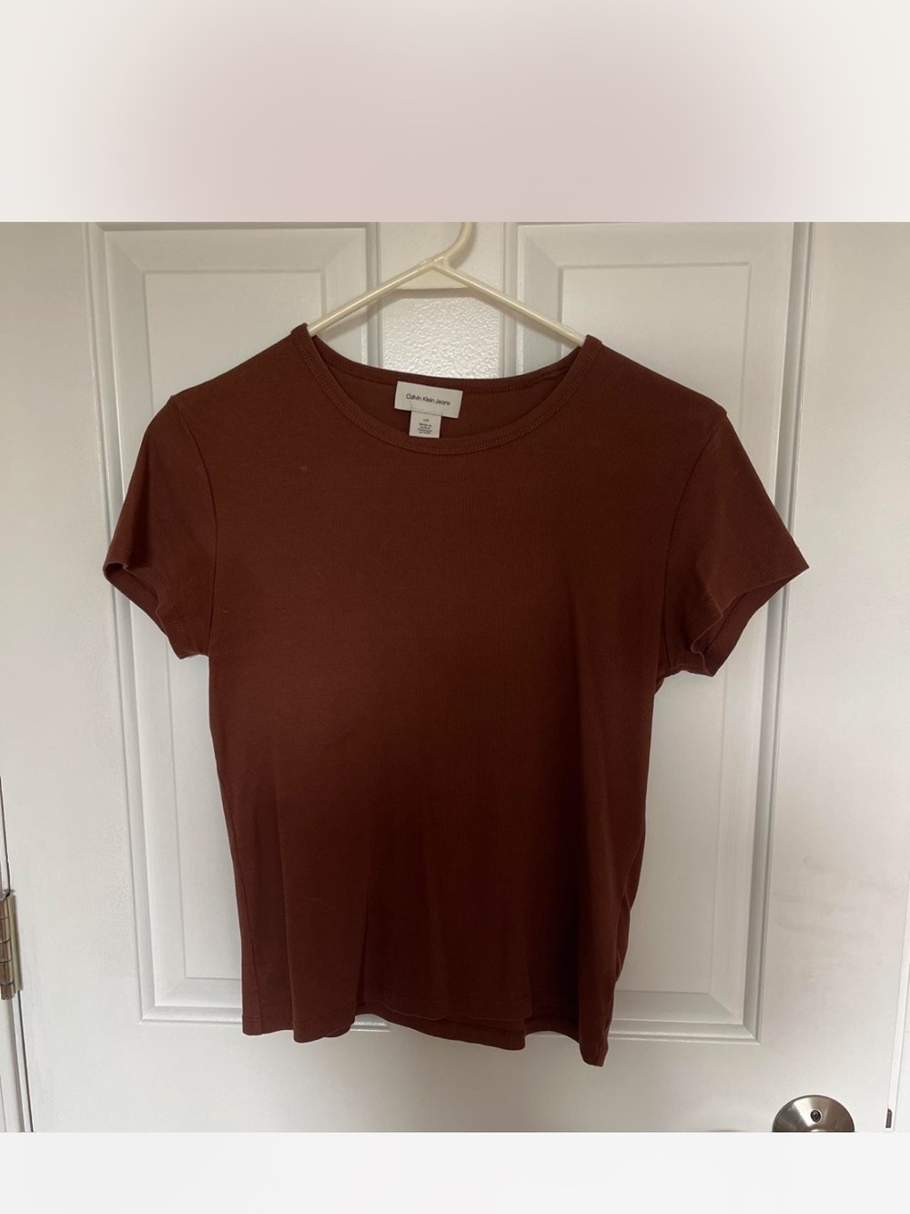 Calvin Klein Women’s Short Sleeve Crewneck Tee in Brown